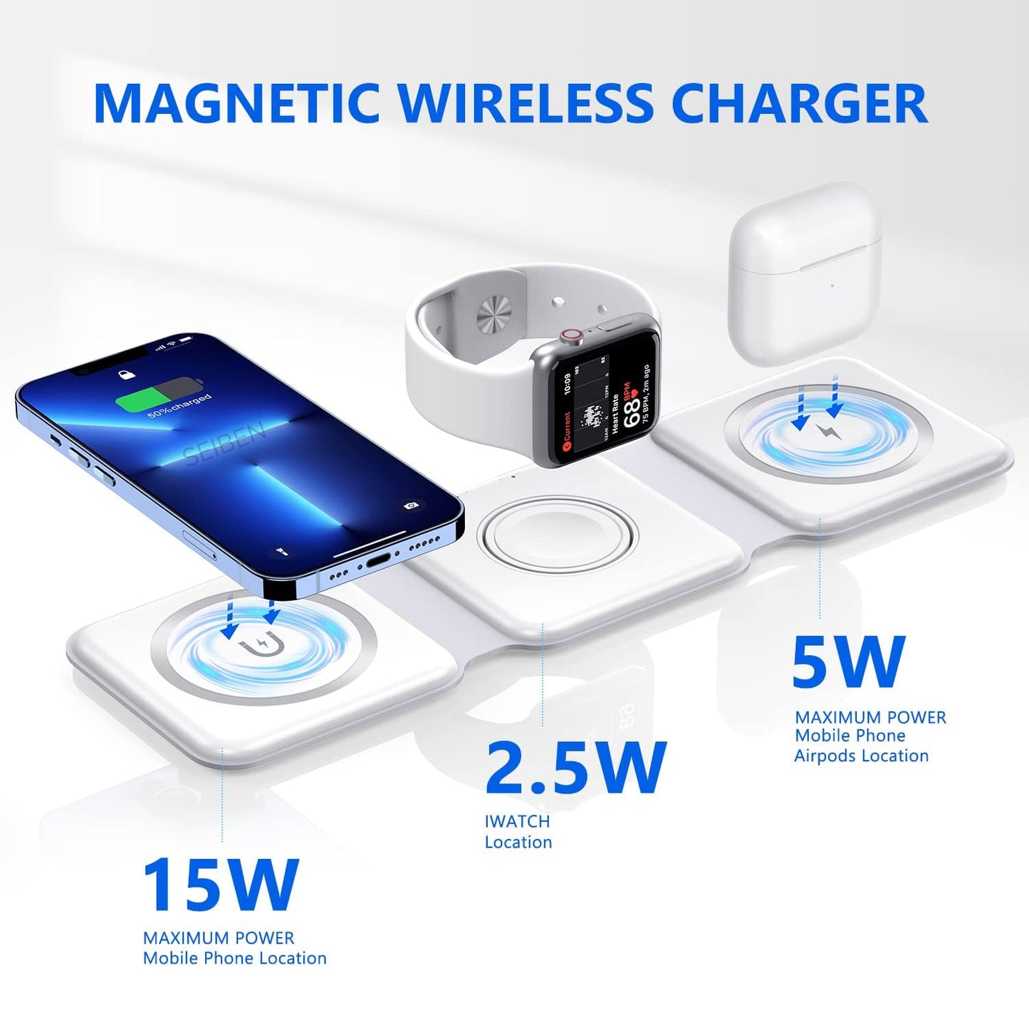 MagTrio: 3-in-1 Wireless Charger For Android & IOS