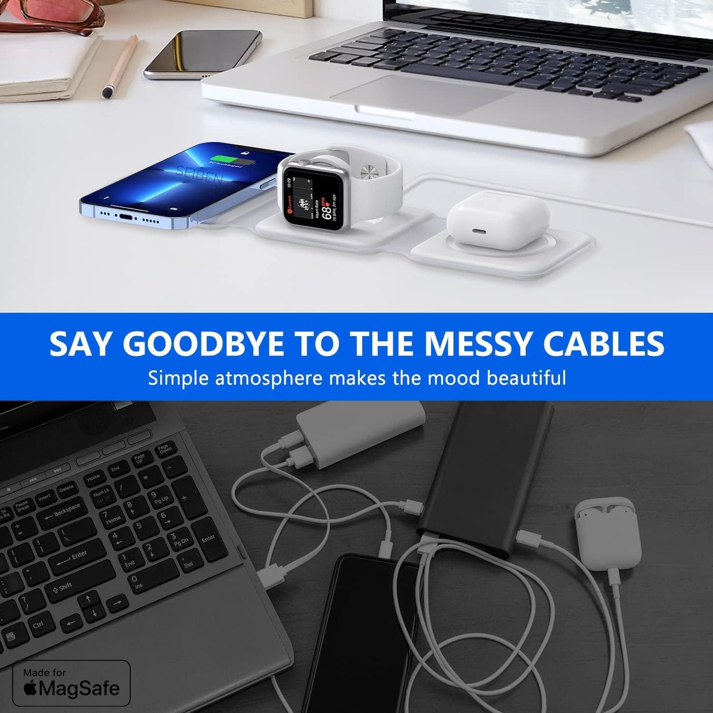 MagTrio: 3-in-1 Wireless Charger For Android & IOS